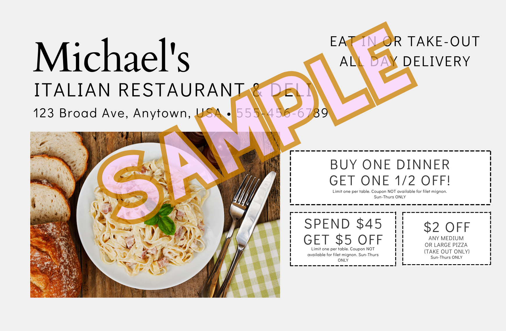 Michael's Italian Restaurant sample ad